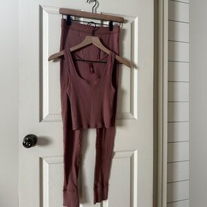 SKIMS Cotton Rib Set in Rose Clay